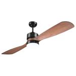 DECORATIVE FAN WITH LED LIGHT 12W 4000K, 2 BROWN BLADES AND CONTROL Φ132 70W