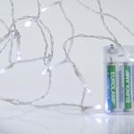 LINE, 20 LED 5mm, BATTERY BOX 3xAA WITH TIMER, TRANSPARENT WIRE, WHITE LED PER 10cm, LEAD WIRE 50cm, IP20