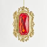 ACRYLIC ORNAMENT, SQUARE, DIAMOND, GOLD AND RED 14x5.5x21.5cm