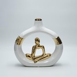 ΒΑΖΟ ΦΙΓΟΥΡΑ ΚΕΡΑΜΙΚΟ ΛΕΥΚΟ -ΧΡΥΣΟ 25x6.5x25.5cm