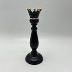 QUEEN PAWN CANDLESTICK, POLYRESIN, BLACK-GOLD, 8.5x8.5x23.5cm