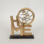 TABLE DECORATION, POLYRESIN,LETTERS"HOME" WITH  GOOSES, GOLD-SILVER, 17.5x4.5x20.8cm