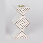 CANDLE HOLDER, WOODEN, WHITE, WITH DESIGN, 8x5.50x15cm