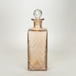 GLASS BOTTLE, WITH  CUTTING, LIGHT  PINK,  25x8cm