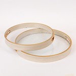 S/2 TRAY PS & GLASS BEIGE - GOLD 36x36x4cm / 32x32x4cm
