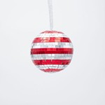 GLASS BALL, DISCO, RED SILVER, 8cm