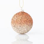 GLASS BALL, TWOCOLORED BROWN, WITH GLITTER, SET 4PCS, 8cm