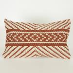 CUSHION,  WITH  FILLER, COTTON- WOVEN, ΝΑΤURAL- RUST  BROWN, 30x50cm