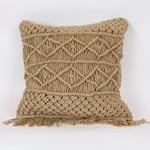 CUSHION,  WITH FILLER,  JUTE  WITH  FRINGES,  NATURAL, 45x45cm