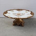 CAKE STAND, PORCELAIN WITH POLYRESIN, WHITE WITH FLOWERS, 34x34x15cm