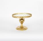 CAKE STAND WITH MIRROR, METAL,GOLD, 25.5x25.5x20.5cm
