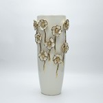 ΒΑΖΟ ΚΕΡΑΜΙΚΟ ΛΕΥΚΟ ΜΕ ΛΟΥΛΟΥΔΙΑ  16.5x16.5x38cm