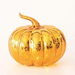 GLASS LED LIGHTED PUMPKIN, BATTERY OPERATED, ORANGE, 14,5x13,5cm
