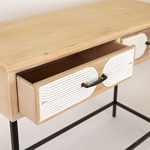 CONSOLE, WOODEN, NATURAL COLOR, 2 DRAWERS, WHITE COLOR, 100x41x80.50cm