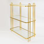 GLASS SHELVING UNIT METAL GOLD 73x31.5x81.5cm