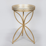 SIDE TABLE, METAL, GOLD, GLASS TOP, 41x41x64.5cm