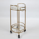 SIDE TABLE,METAL, GOLD,WITH WHEELS, 44x40.5x80cm