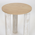 SIDE TABLE, WOODEN, NATURAL COLOR, WHITE LEGS, 40x40x50cm