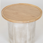 SIDE TABLE, WOODEN, NATURAL COLOR, WHITE BASE,45x45x40cm