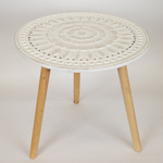 SIDE TABLE, WOODEN, WHITE-NATURAL, 47x47x47cm