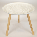 SIDE TABLE, WOODEN, WHITE, 45x45x43cm