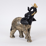 TABLE DECORATION, ELEPHANT WITH BUTTERFLY,POLYRESIN, BLACK & GOLD, 23x10x26cm