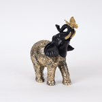 TABLE DECORATION, ELEPHANT WITH BUTTERFLY,POLYRESIN, BLACK & GOLD, 19.5x9x21.5cm