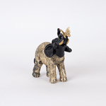 TABLE DECORATION, ELEPHANT WITH BUTTERFLY,POLYRESIN, BLACK & GOLD, 14x7.5x16cm