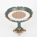 TRAY,  WITH MIRROR,  POLYRESIN,  GOLD-GREEN, 24.7x19.8x24.7cm