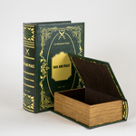DECORATIVE BOOK BOX, WOODEN, GREEN, SET 2PCS,  19x8x27cm