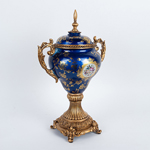 SWEET JAR, PORCELAIN & POLYRESIN, BLUE WITH FLOWERS , 28x19x50cm