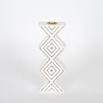 CANDLE HOLDER, WOODEN, WHITE, WITH DESIGN, 8x5.50x20cm