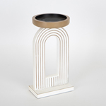 CANDLE HOLDER, WOODEN, WHITE, WITH METAL BASE,14x12.50x26cm