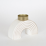 CANDLE HOLDER, WOODEN, WHITE, ARCHED, 15x5.50x10.50cm