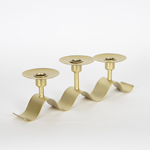 CANDLE HOLDER, METAL, GOLD, 3 POSITIONS, 31x8x11cm
