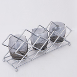 CANDLE HOLDER WITH SMOKE GLASS CUP, METAL, CHROME, 3 POSITIONS, 33x10x11cm