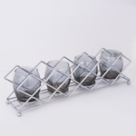 CANDLE HOLDER WITH SMOKE CUP, METAL, CHROME, 4 POSITIONS, 41x10x11cm