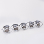 CANDLE HOLDER WITH GREY GLASS, METAL, CHROME, 5 POSITIONS, 54x8x8cm