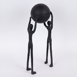 TABLE  DECORATION, STATUE WITH BALL, METAL, BLACK, 20x14x44cm