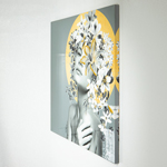 CANVAS WALL ART, FEMALE WITH FLOWERS, 100x100x3.5cm