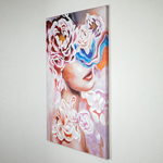 CANVAS WALL ART, FEMALE, WITH PINK FLOWERS, 80x120x3.5cm