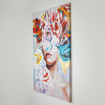 CANVAS WALL ART, FEMALE, WITH PINK FLOWERS, 80x120x3.5cm