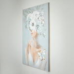 CANVAS WALL ART, FEMALE, WITH FLOWERS & BUTTERFLIES, 80x120x3.5cm