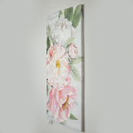 CANVAS WALL ART,  WITH PINK-WHITE-ΓΡΕΕΝ-ΓΟΛΔ FLOWERS, 80x120x3.5cm