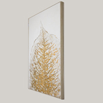 CANVAS WALL ART, LEAVE, WHITE- GOLD, 82x122x5cm