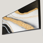 CANVAS WALL ART, BLACK-WHITE & GOLD,52x152x4.5cm