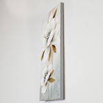 CANVAS WALL ART, FLOWER, WHITE & GOLD, 60x90x3cm