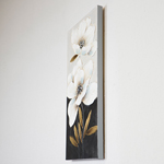 CANVAS WALL ART, FLOWER, WHITE, BLACK & GOLD, 60x90x3cm