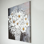 CANVAS  PAINTING,  FLOWERS IN  A WHITE  VASE, WHITE- BLACK, 80x3x80cm