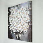 CANVAS  PAINTING,  FLOWERS IN  A BLACK VASE, WHITE- BLACK, 80x3x80cm